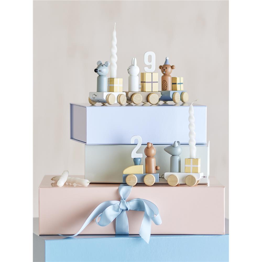 Bloomingville MINI Junaid Geburtstagsdekoration für Kindergeburtstag, Braun, Geburtstagszug mit Zahlen