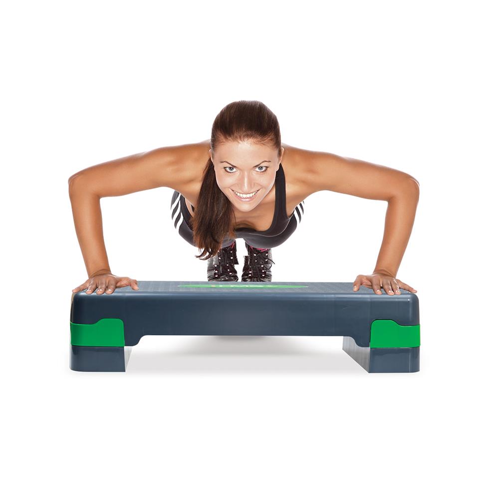 Aerobic Stepper 2-fach höhenverstellbar Grau/Grün für Cardio und Workout | HMS AS003