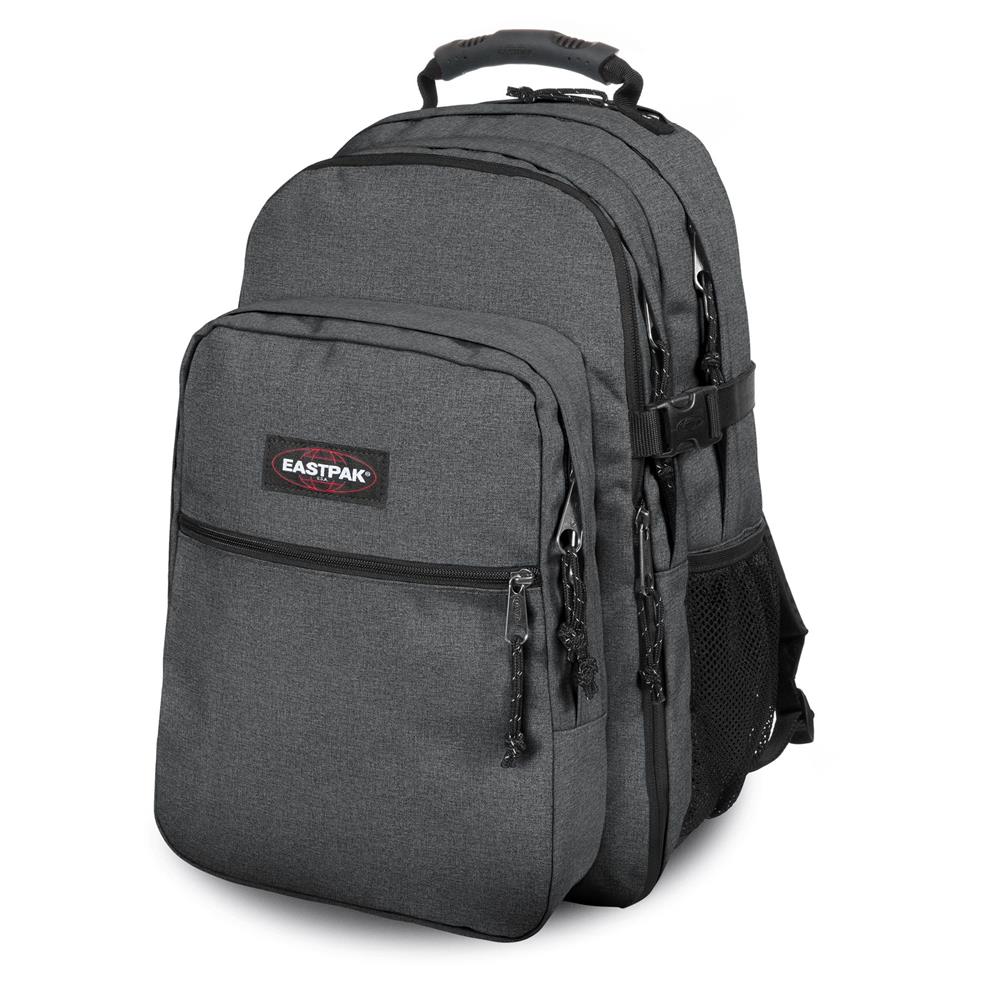 Eastpak TUTOR, Großer Rucksack, Black Denim (grau), 39L, mit Flaschenhalter und Laptopfach
