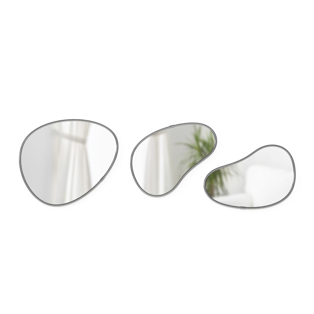 Umbra Hubba Pebble Wandspiegel Set, 3 teilig, mit organischer Form