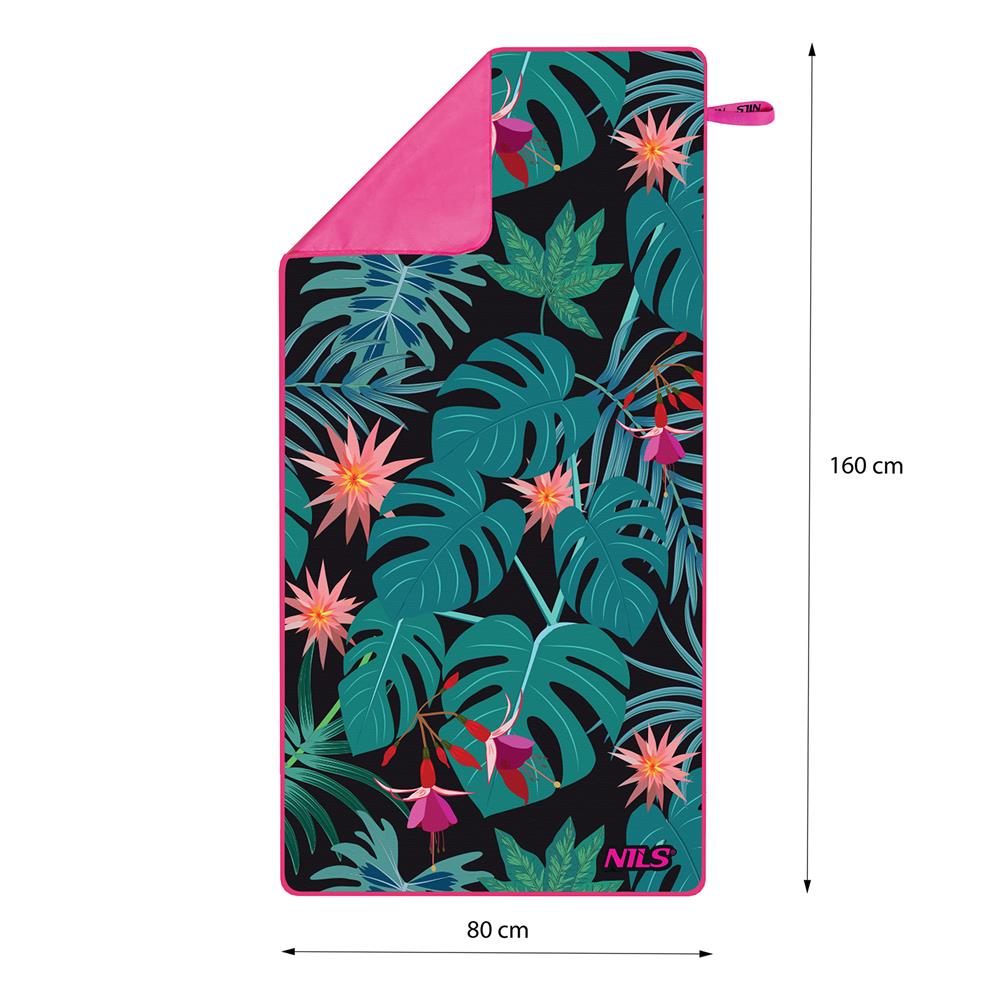 NILS Mikrofaserhandtuch 160x80 cm Blätter - schnelltrocknendes Handtuch für Camping, Strand & Sport