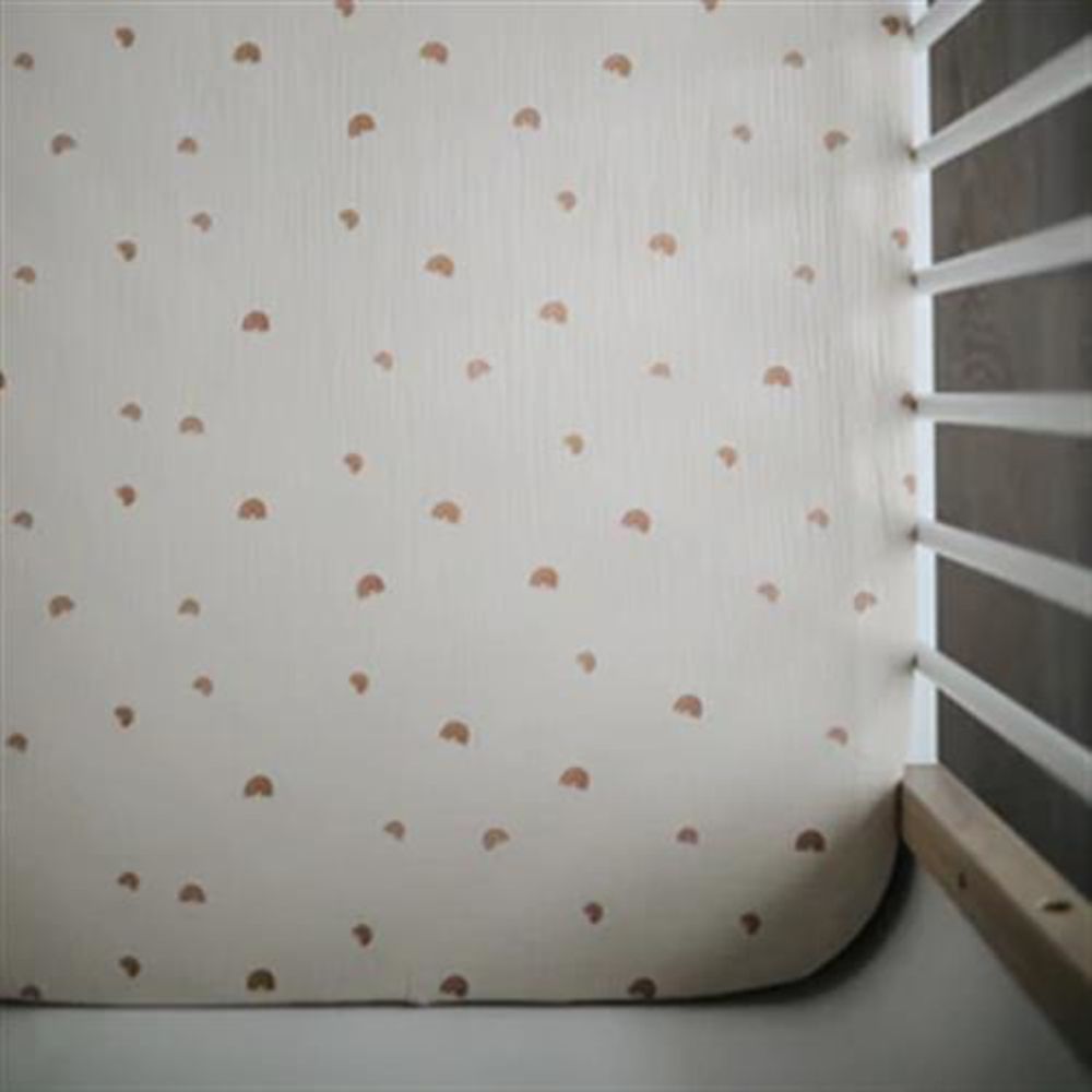 Mushie Extra weiches Musselin-Kinderbettlaken, Rainbows, 132x71cm Spannbettlaken