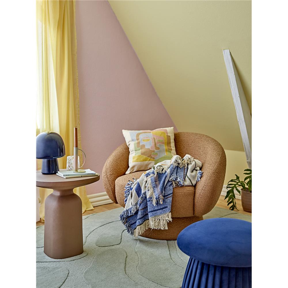 Bloomingville Toscana Decke Blau mit recycelter Baumwolle L160xW130 cm – grafische Decke