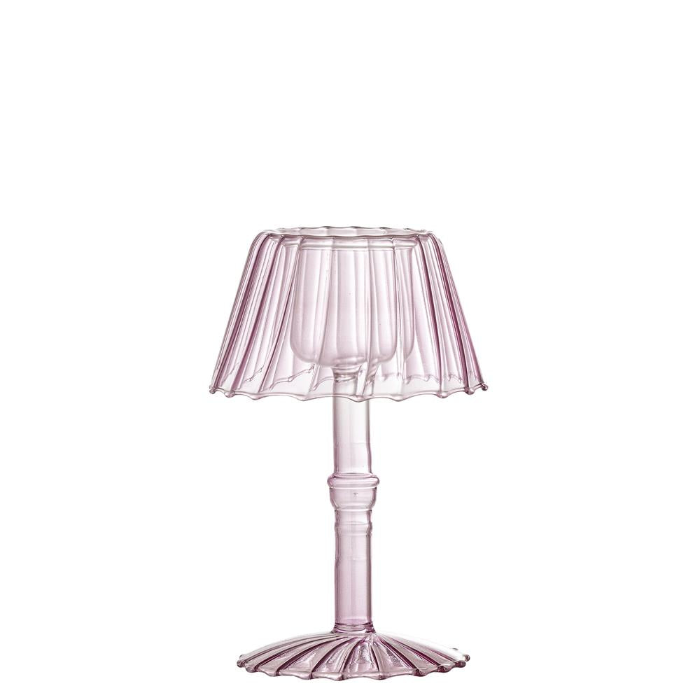 Bloomingville Lumi Teelichthalter, Rose, Glas, D10,5xH18 cm, elegantes Design, stimmungsvolles Licht