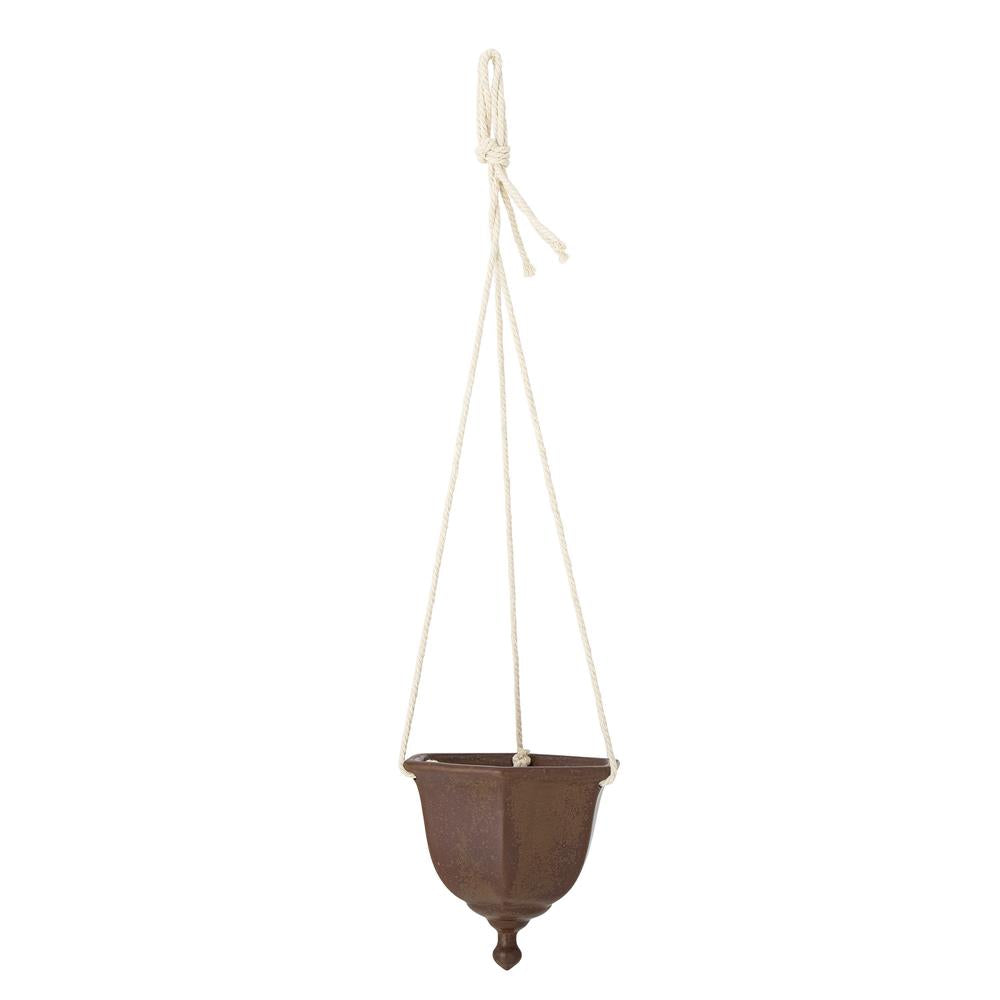 Boomingville Angi hängender Blumentopf in Braun aus Steingut, dänisches Design