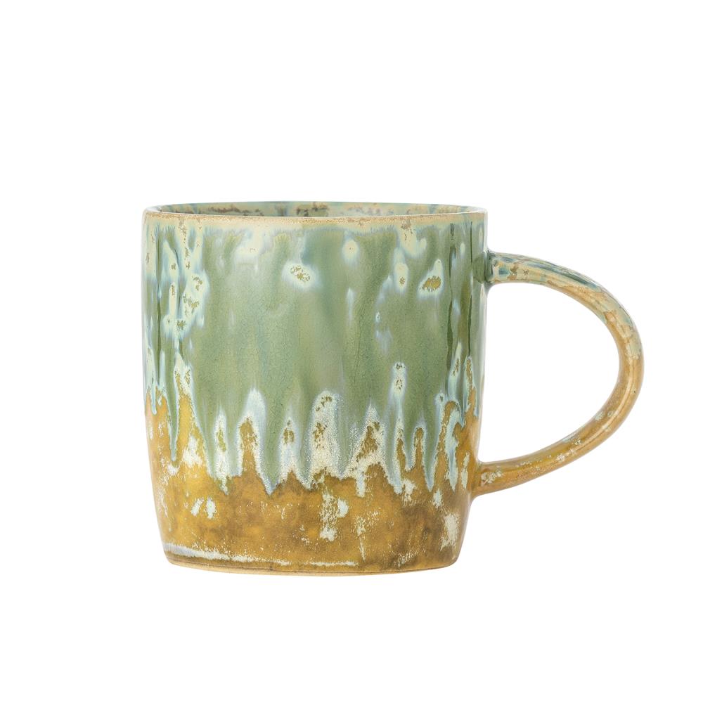 Bloomingville Milani Becher, 400 ml – Grüner Steingutbecher mit reaktiver Glasur und natürlichem Farbspiel