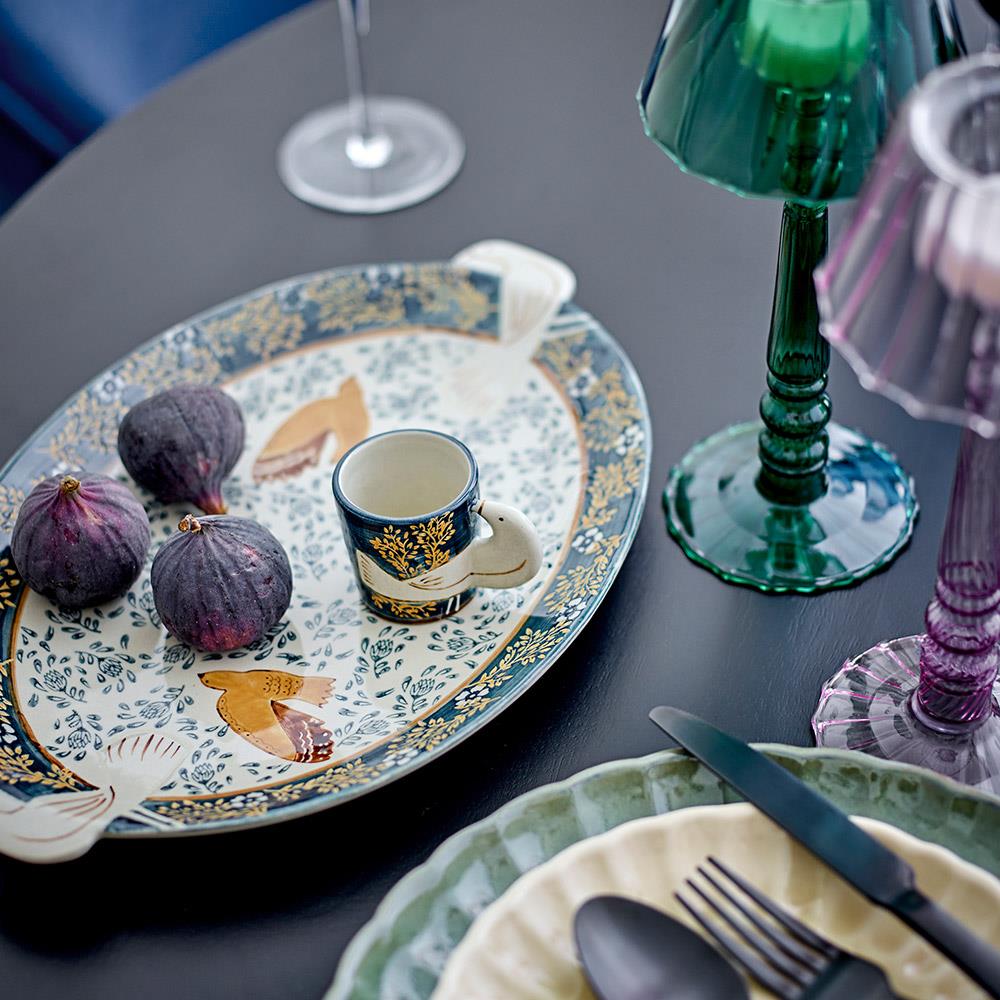 Bloomingville Hezha Espressotassen Blau – 2er Set aus handdekoriertem Steingut