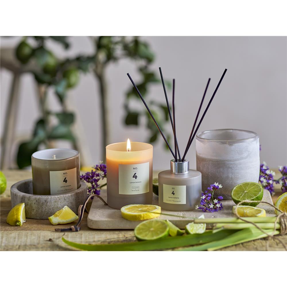 Bloomingville NO. 4 - Lemon Verbena Duftkerze, Natur, Natürliches Wachs, 210 G. - 50 Hour - Gift box - D8xH10 cm