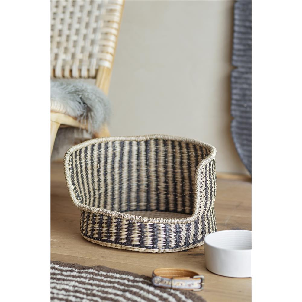 Bloomingville Lenina Hundekorb aus Seegras, Schwarz, gemütlicher Rückzugsort für Hunde