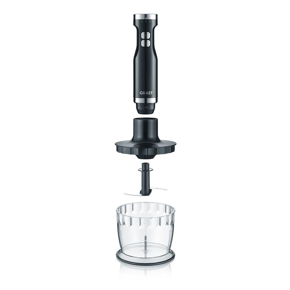 Graef Stabmixer HB 502 mit 3-teiligem Zubehör-Set Schwarz Pürierstab Handmixer