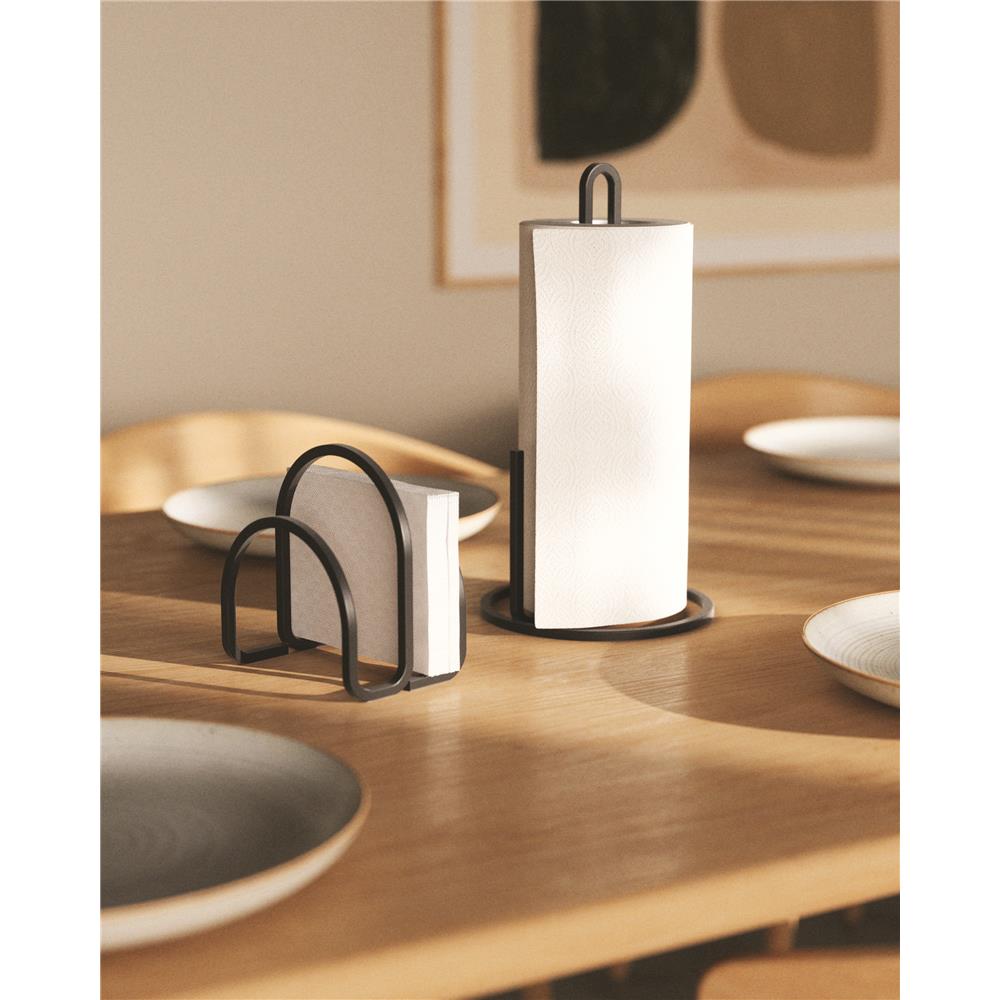 Umbra Squire Serviettenhalter, in Schwarz, gebogenes Metall im eleganten Stil