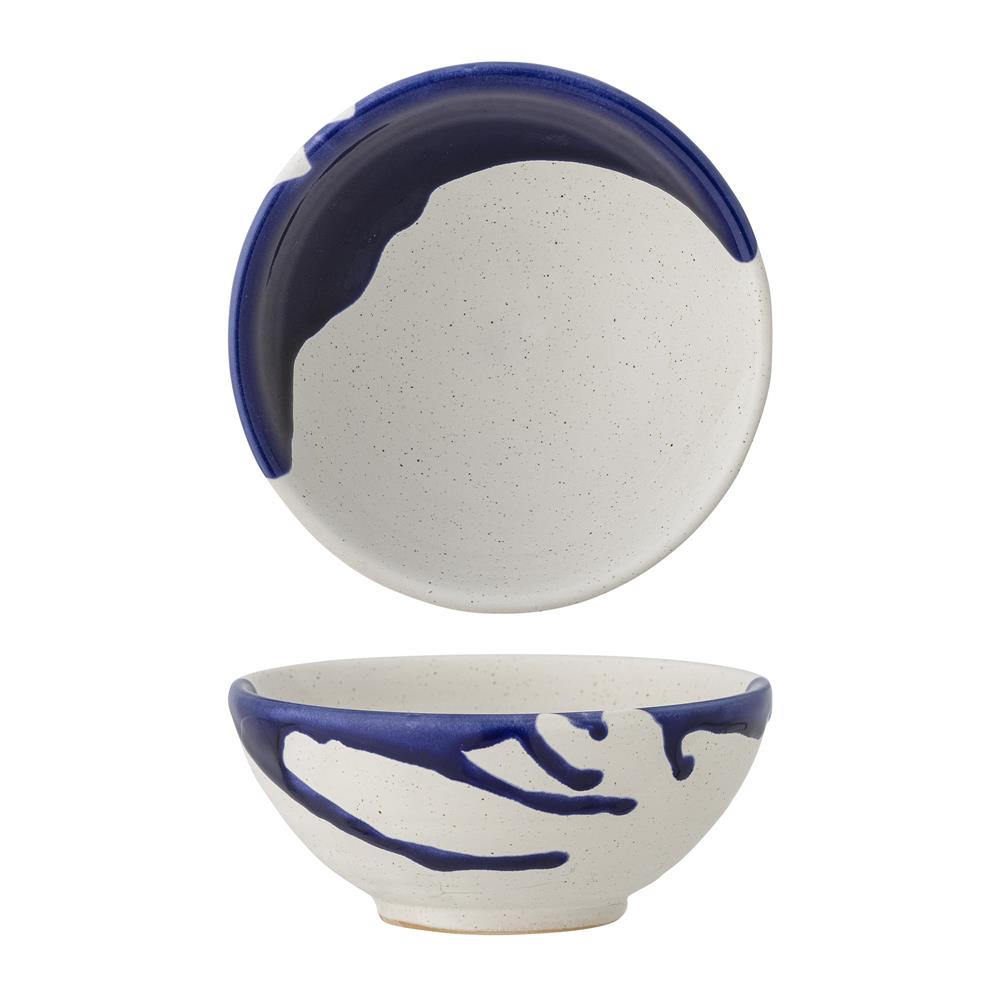 Bloomingville Okayama Schüssel in Weiß/Blau, 400ml, aus Steingut