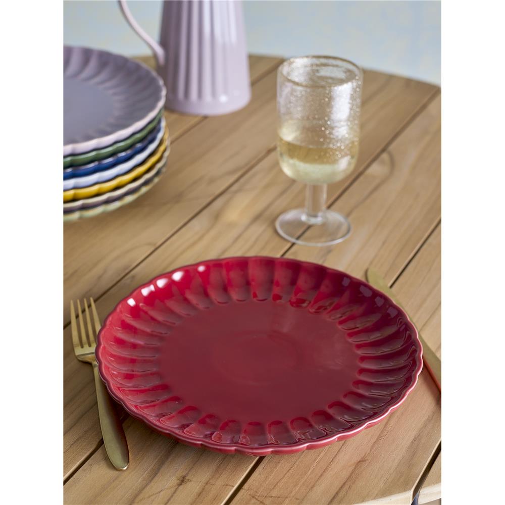 Bloomingville Latina Teller, Rot, 27 cm, Steingut, Speiseteller, dänisches Design