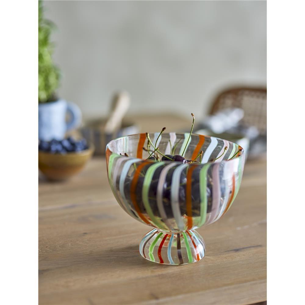 Bloomingville Savya Schale, Grün, Glas, D17xH15 cm