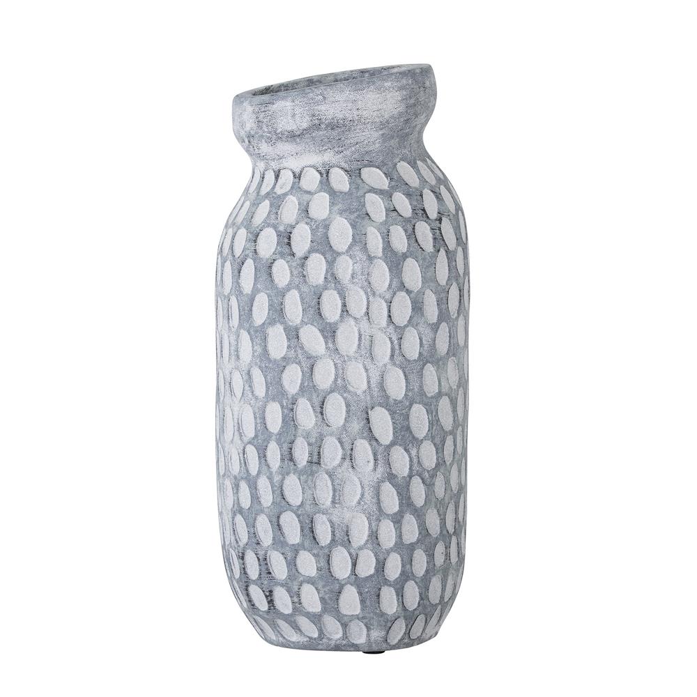 Bloomingville Jac Deko-Vase, Blau, Keramik, 14x30 cm, mit Punktmuster, handgemachter Look