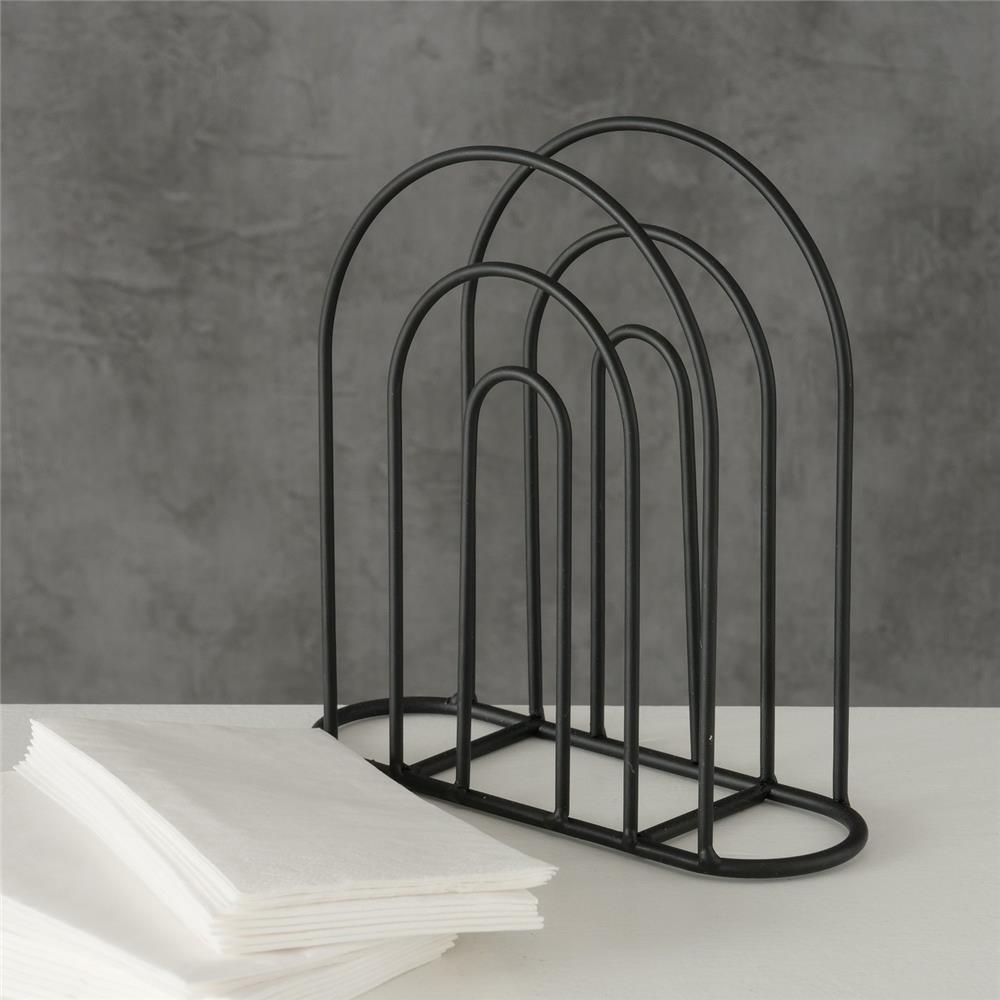 BOLTZE Serviettenhalter Ronia Schwarz Eisen Serviettenständer Serviettenspender Modernes Design