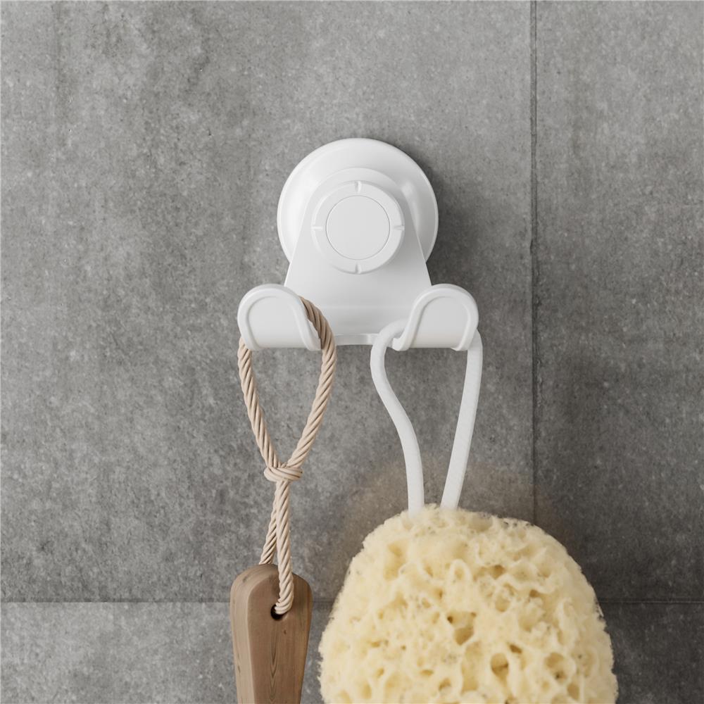 Umbra Flex Doppelduschhaken zum Kleben, für Luffaschwamm, Duschbürste, Waschlappen und Rasierer