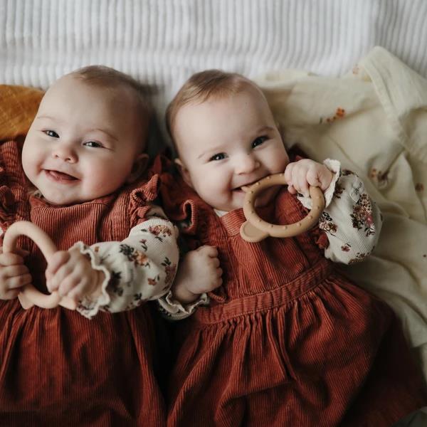 Mushie Beißring Bär, Natural, aus Silikon, BPA-frei