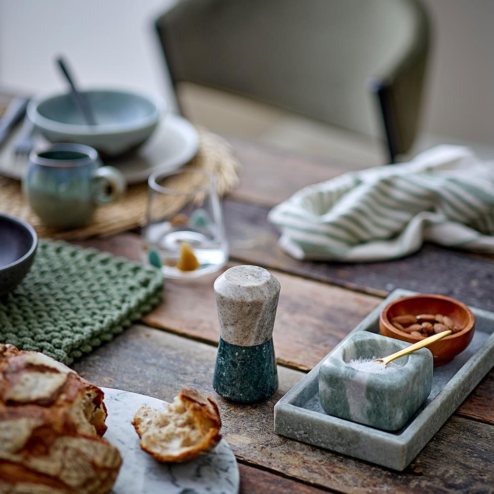 Bloomingville Majsa Tablett – grünes Marmor-Tablett, 17,5x10 cm, dekorativ & kompakt