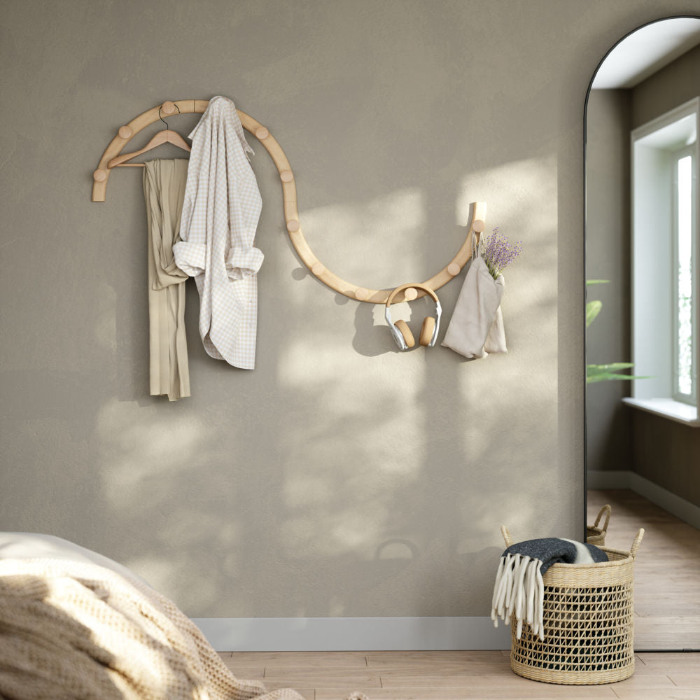 Umbra SLINKA HOOK SET 4 NATURAL Wandgarderobe 12 Haken Holz Modular