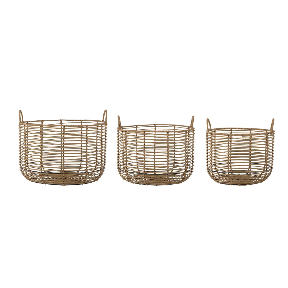 Bloomingville Mekkel Korb, in Naturfarben, aus Polyrattan, 3er Set