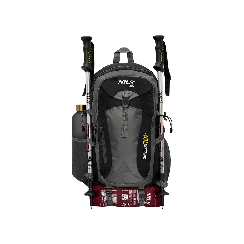 NILS CAMP Trekkingrucksack Treeline 40L Schwarz - Outdoor Rucksack Wandern Camping