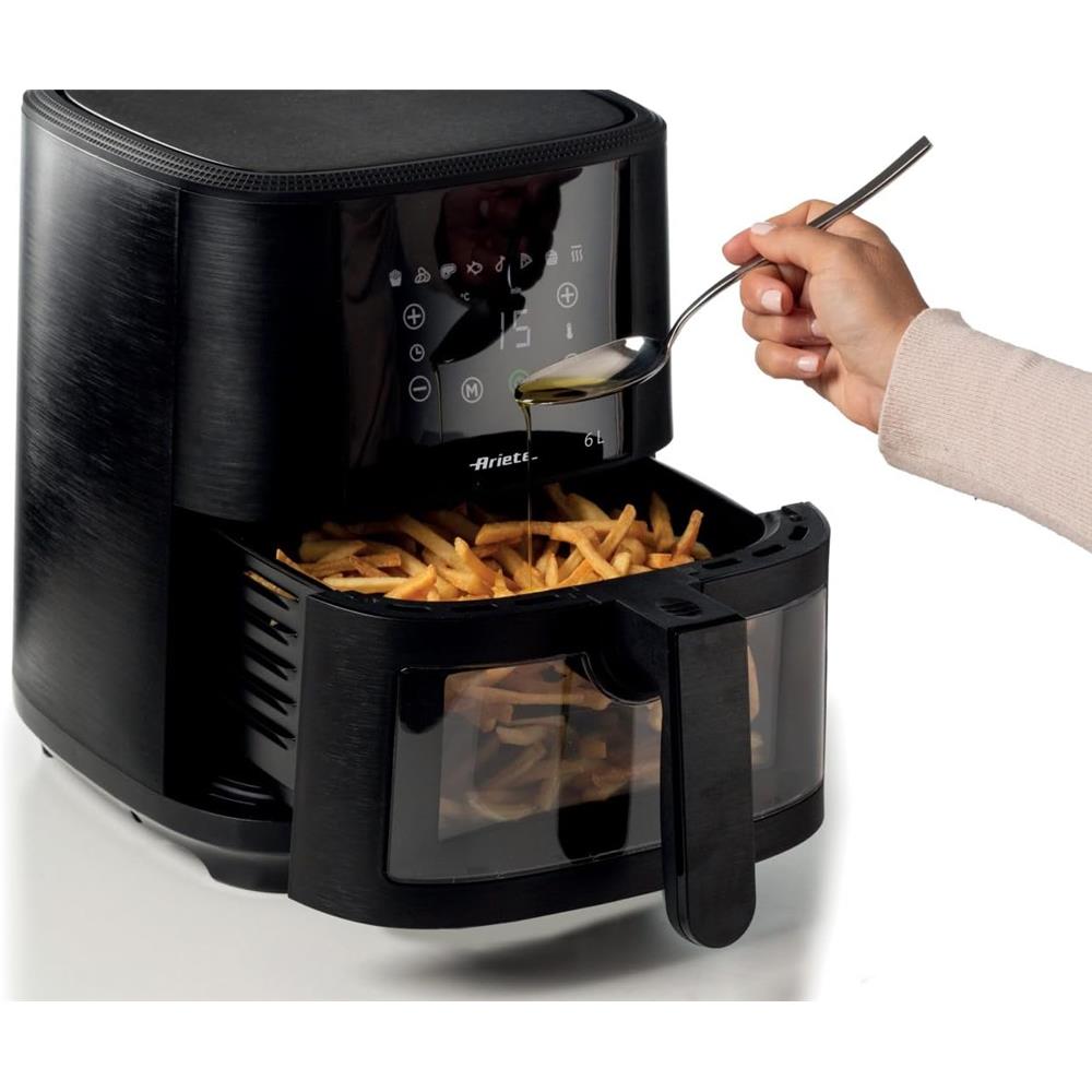 Ariete Airy Fryer, Schwarz, Heißluftfritteuse 6L, Touchscreen, 1300W