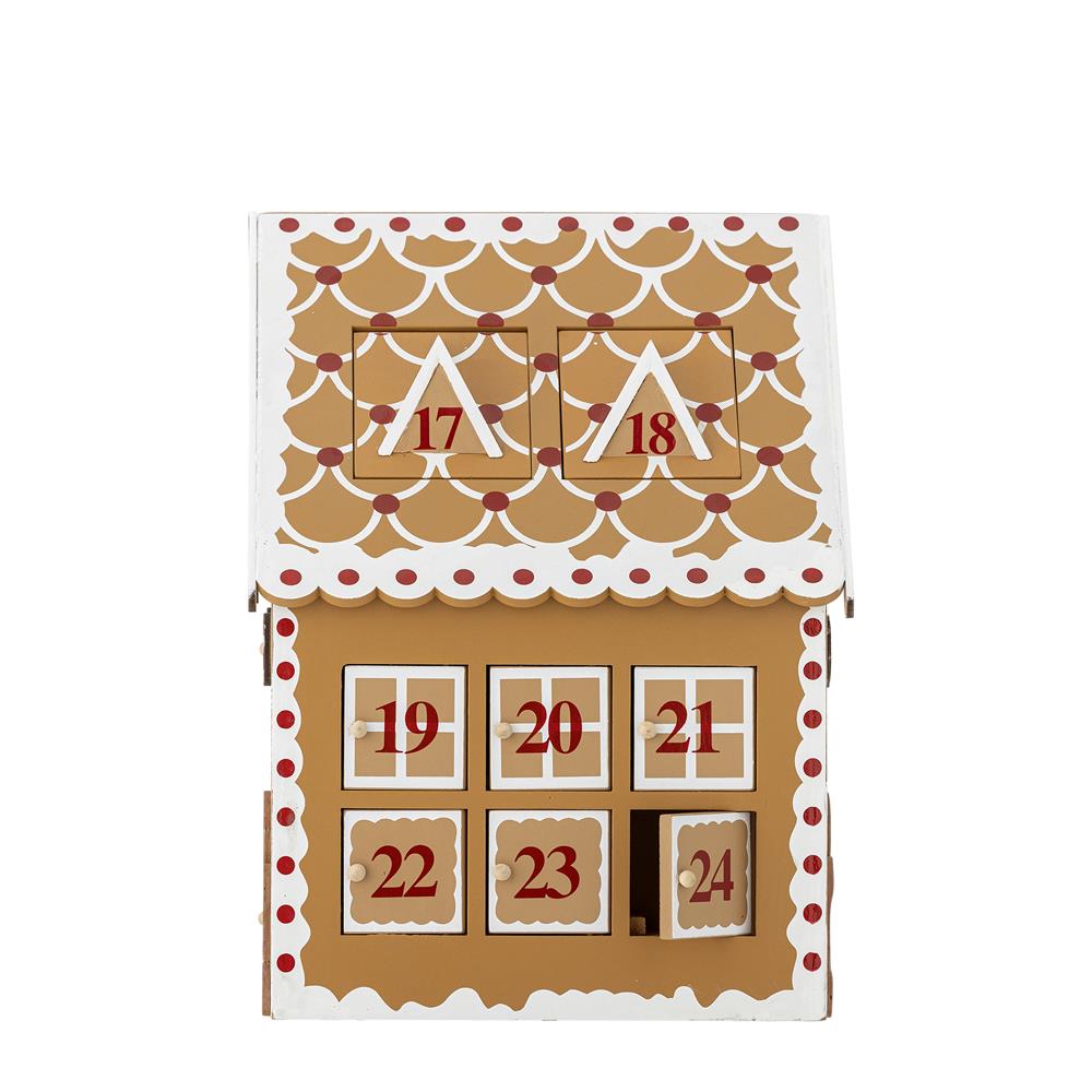 Bloomingville Ginnie Adventskalender Braun MDF Weihnachtsdeko Hausform