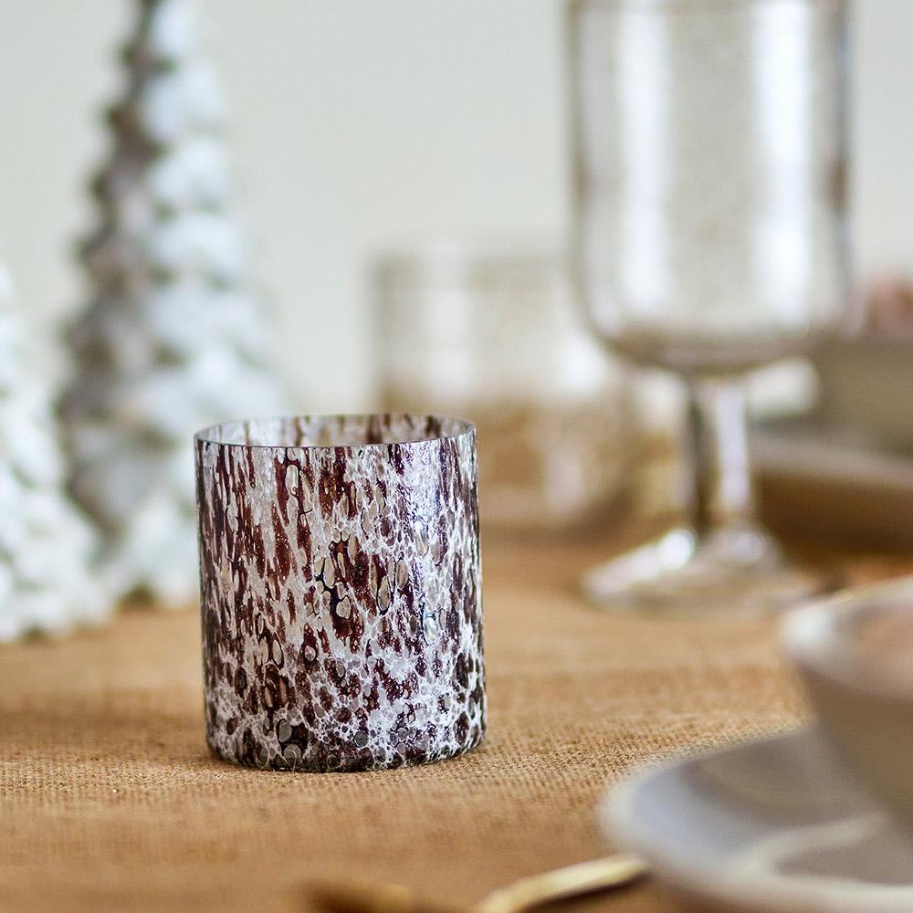 Bloomingville Felicita Teelichthalter – Braun, aus recyceltem Glas mit Antik-Finish