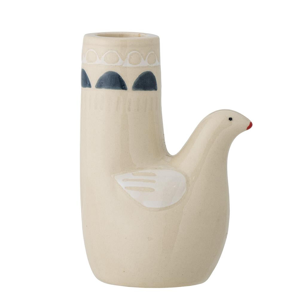 Bloomingville Trudy Kerzenhalter, Vogel, in Weiß, aus Steingut, Kerzenständer, im dänischen Design