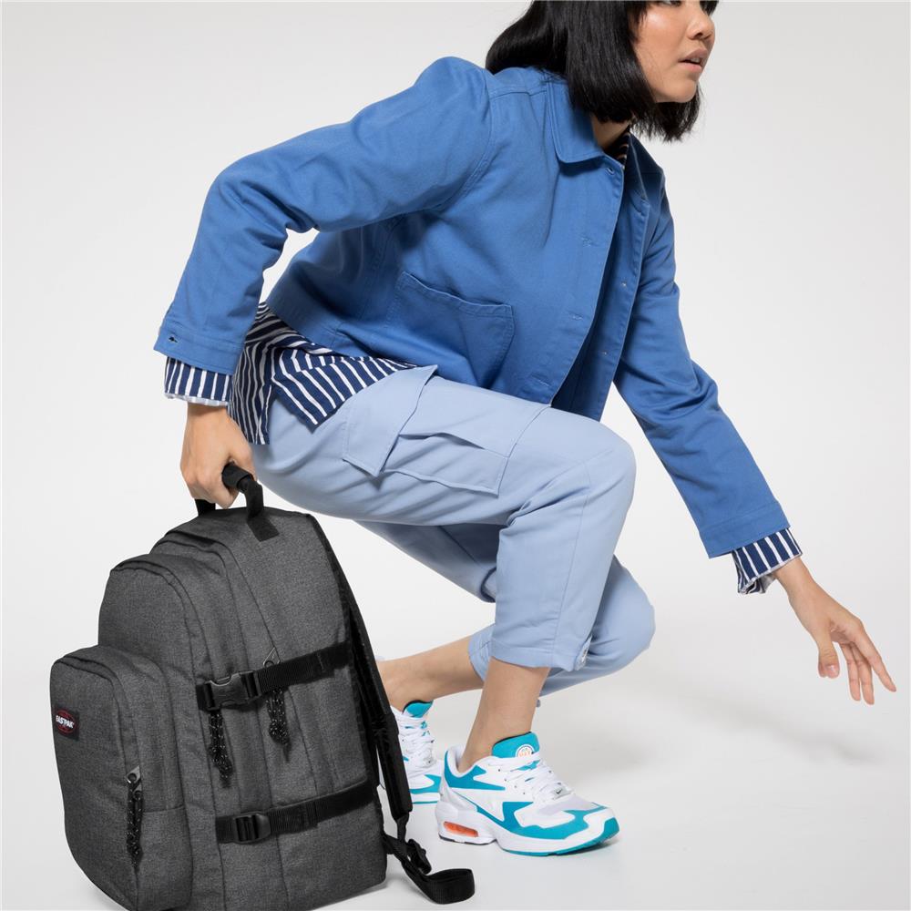 Eastpak PROVIDER, Großer Rucksack, Black Denim (grau), 33L, mit Flaschenhalter und Laptopfach