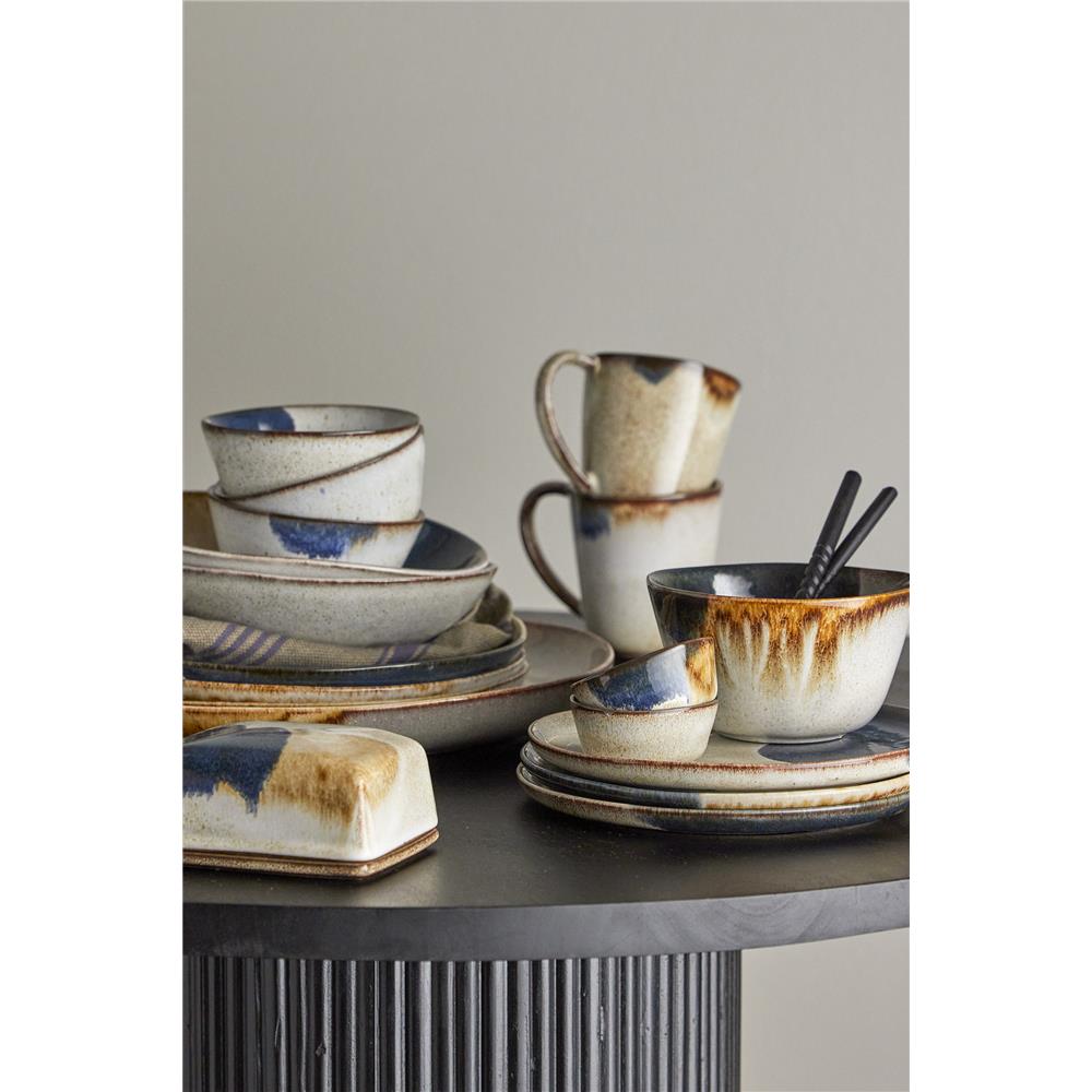 Bloomingville Jules Teller, Braun/Blau, 28,5cm, Steingut, dänisches Design