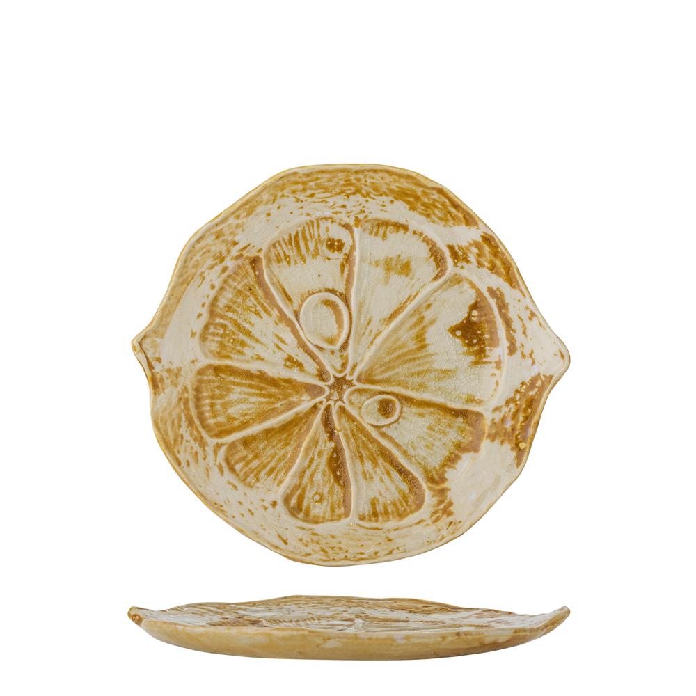 Bloomingville Golda Servierplatte aus Steingut, Braun – dekoratives Zitronen-Design
