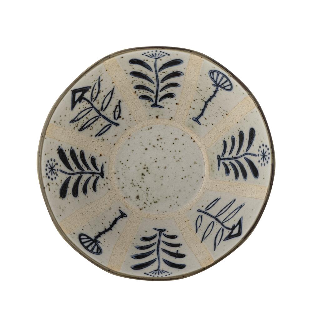 Bloomingville Leonie Schüssel in Beige/Blau, 500ml, aus Steingut