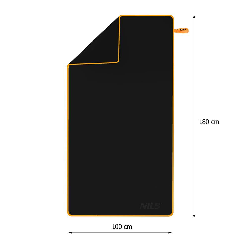 NILS Mikrofaserhandtuch 180x100 cm in Schwarz - schnelltrocknendes Handtuch für Camping, Strand & Sport