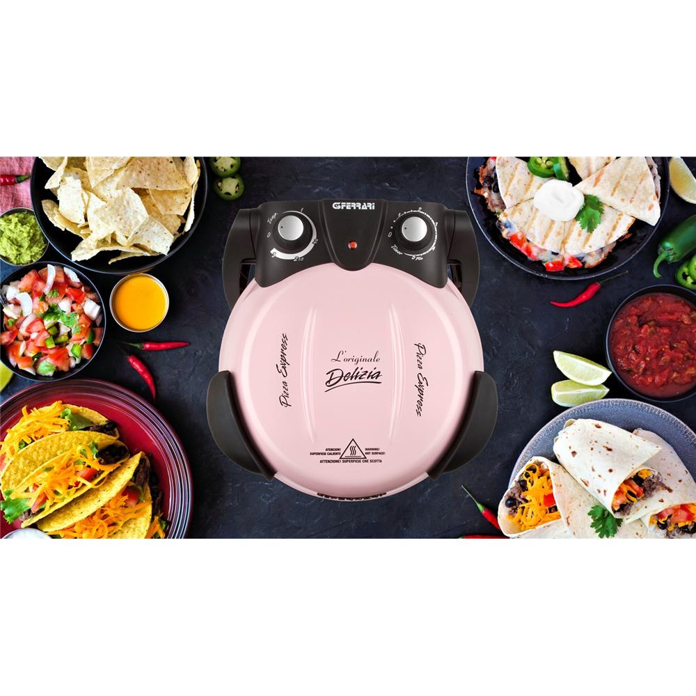 G3Ferrari elektrischer Pizzaofen Delizia 1200 W für Pizza Ø 31cm icy pink Pizzamaker mit feuerfestem Naturstein - Limitierte Edition
