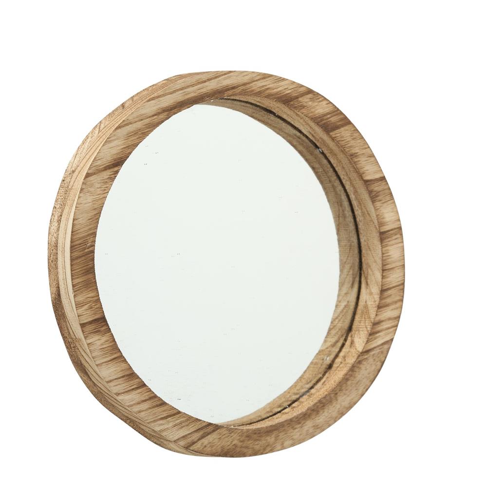 BOLTZE Spiegel Jones 3er Set Holz Rund Braun Wandspiegel Landhaus Design