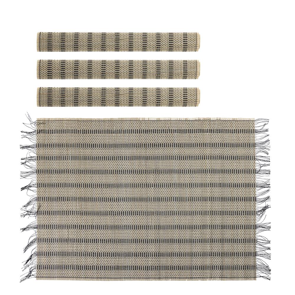 Bloomingville Mendo Platzdeckchen 4er Set – Bambus, Schwarz, 45x45 cm