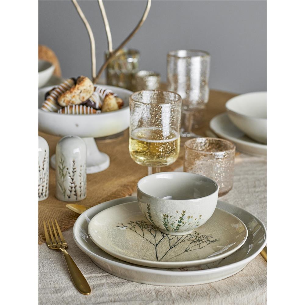 Bloomingville Bea Salz- und Pfefferstreuer, Natur, Steingut, mit Blumenmotiv, dänisches Design