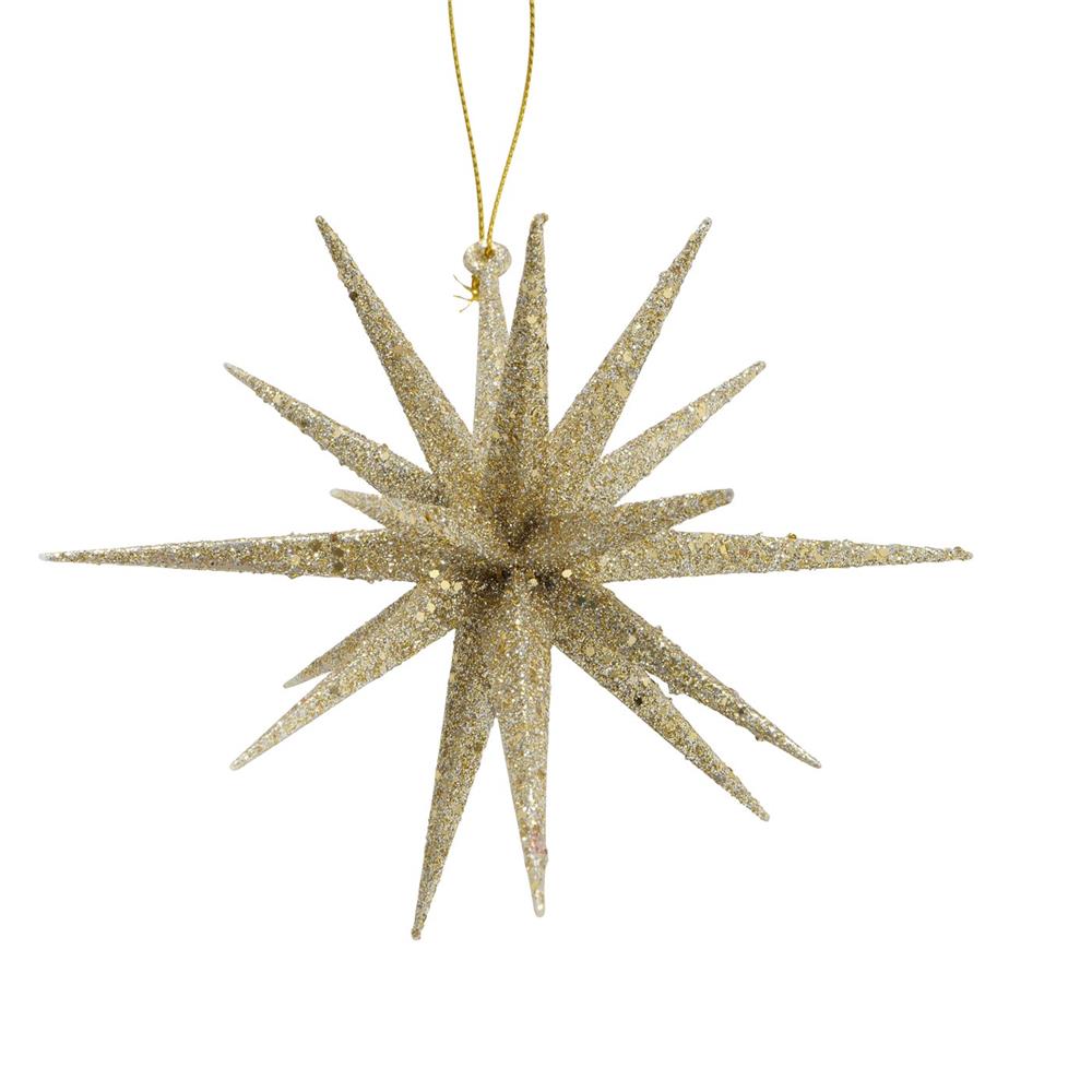 BOLTZE Dekoanhänger Tove Stern, Gold, 15 cm, 2er Set – Weihnachtsdeko aus Kunststoff