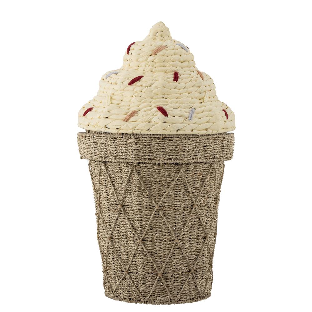 Bloomingville MINI Cillie Korb mit Deckel, 40x72cm, aus Wasserhyazinthe, in Eisform