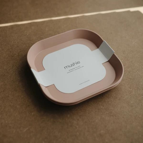 Mushie Kinderteller 2er Set, Blush, quadratisch, BPA-frei