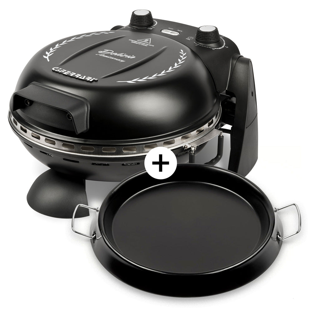 G3Ferrari Pizzaofen Delizia Anniversary elektrischer Pizzaofen Pizzamaker 1200W für Pizza Ø 31cm schwarz Limitierte Edition mit Pfanne