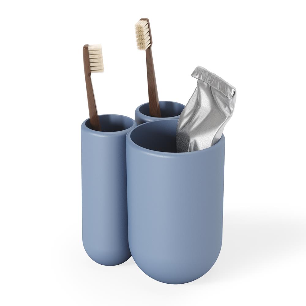 Umbra Touch Zahnputzbecher, Zahnbürstenhalter und Becher für Make-Up, Schieferblau