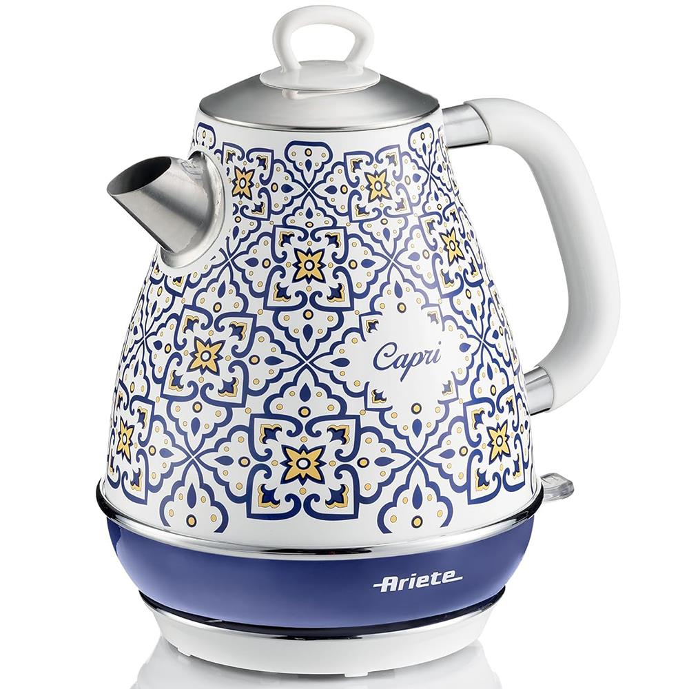 Ariete Capri Wasserkocher, Mediterranes Design, 1,7L Edelstahlkessel, 2200W