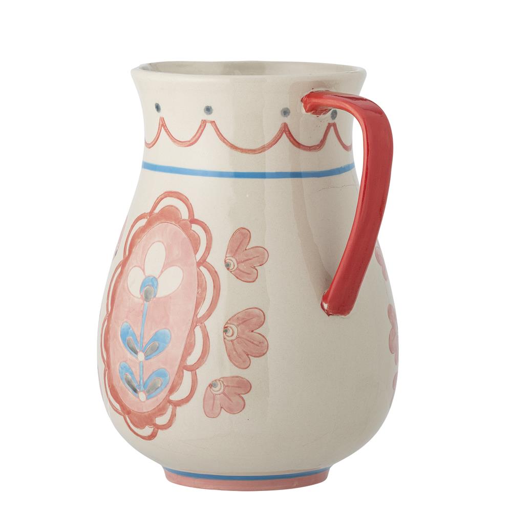 Bloomingville Odina Krug, 3,3 Liter, aus Steingut, mit Blumenmotiv in Pink- und Blautönen
