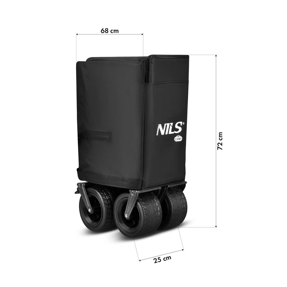 NILS CAMP XXL Bollerwagen faltbar 180L in Schwarz -Campingwagen für Strand & Garten