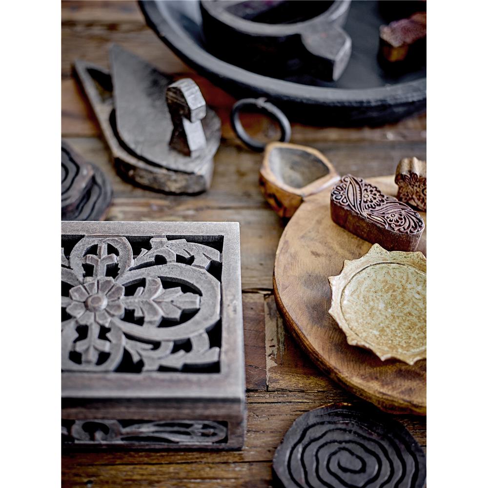 Bloomingville Lilah Tablett, Braun, Steingut D11 cm, Set of 2