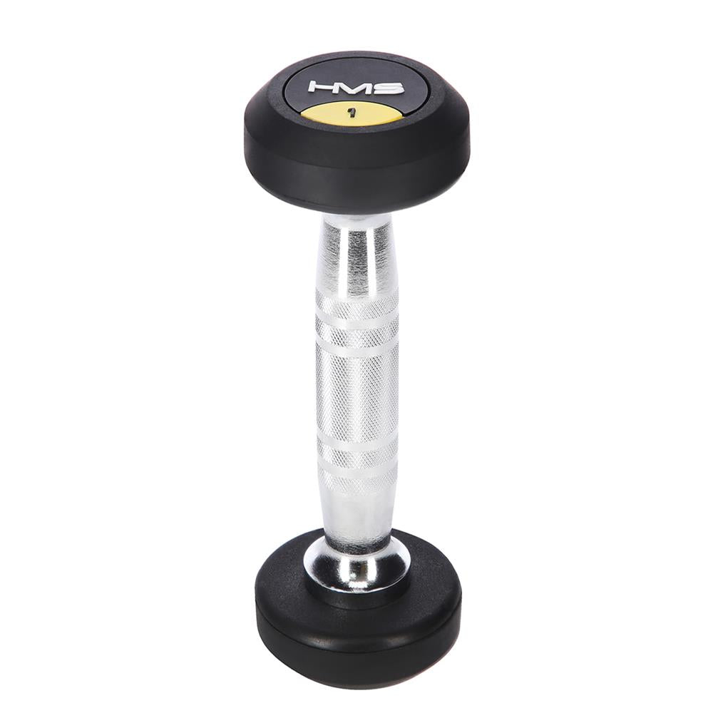 Kurzhantel 1 kg gummiert rund Schwarz | HMS HG PRO