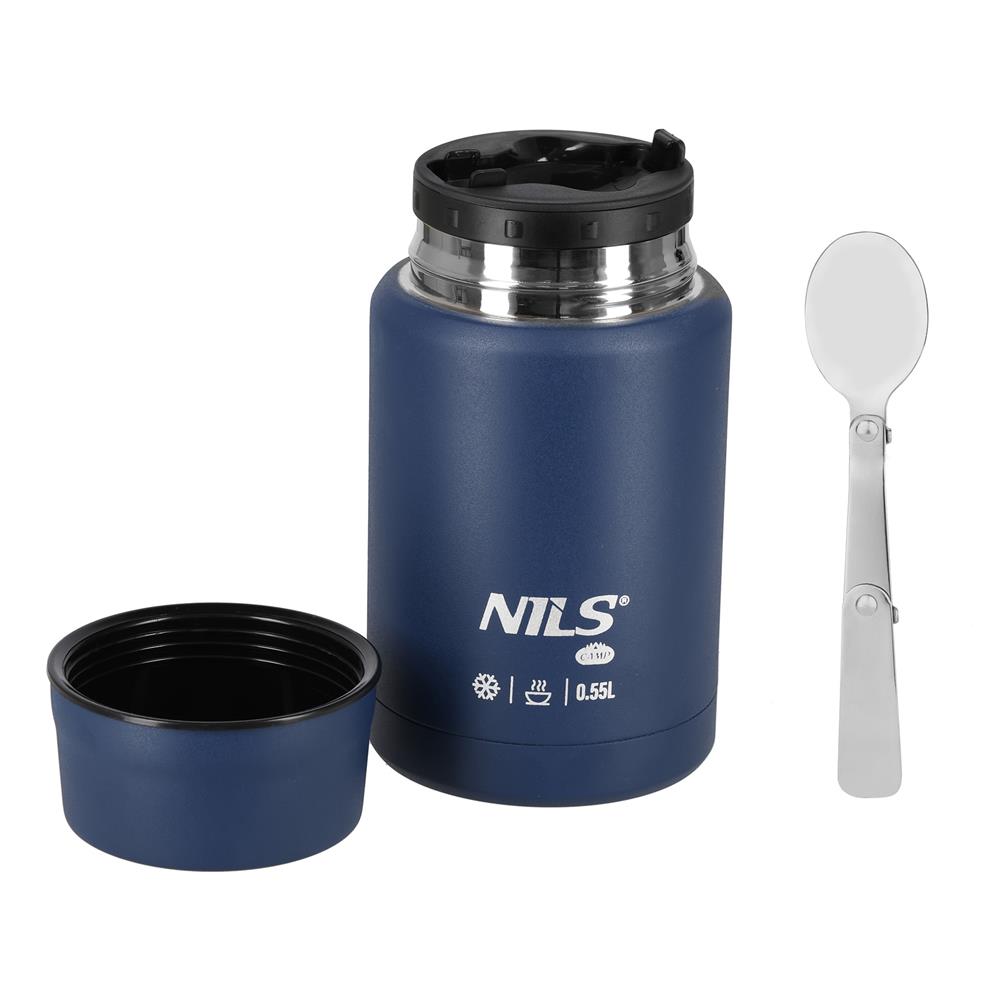 NILS CAMP Speisethermos 550 ml Blau Edelstahl Thermobehälter auslaufsicher